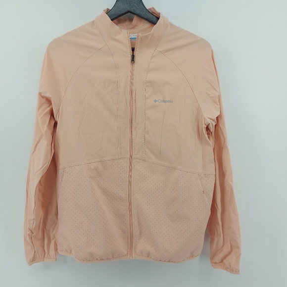 Columbia Bryce Peak Perforated Full Zip Softshell Size Medium Peach Cloud - Picture 4 of 9